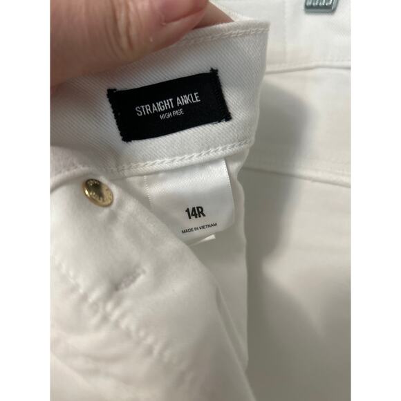 Express Women's White Distressed High Rise Straight Ankle Jeans Size 14 - Picture 5 of 9